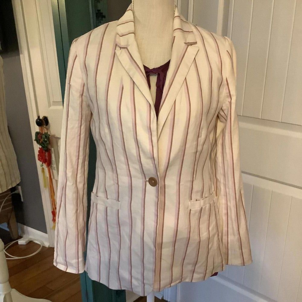 Anthropologie Stylish Striped Blazer - Elegant Office & Casual Wear